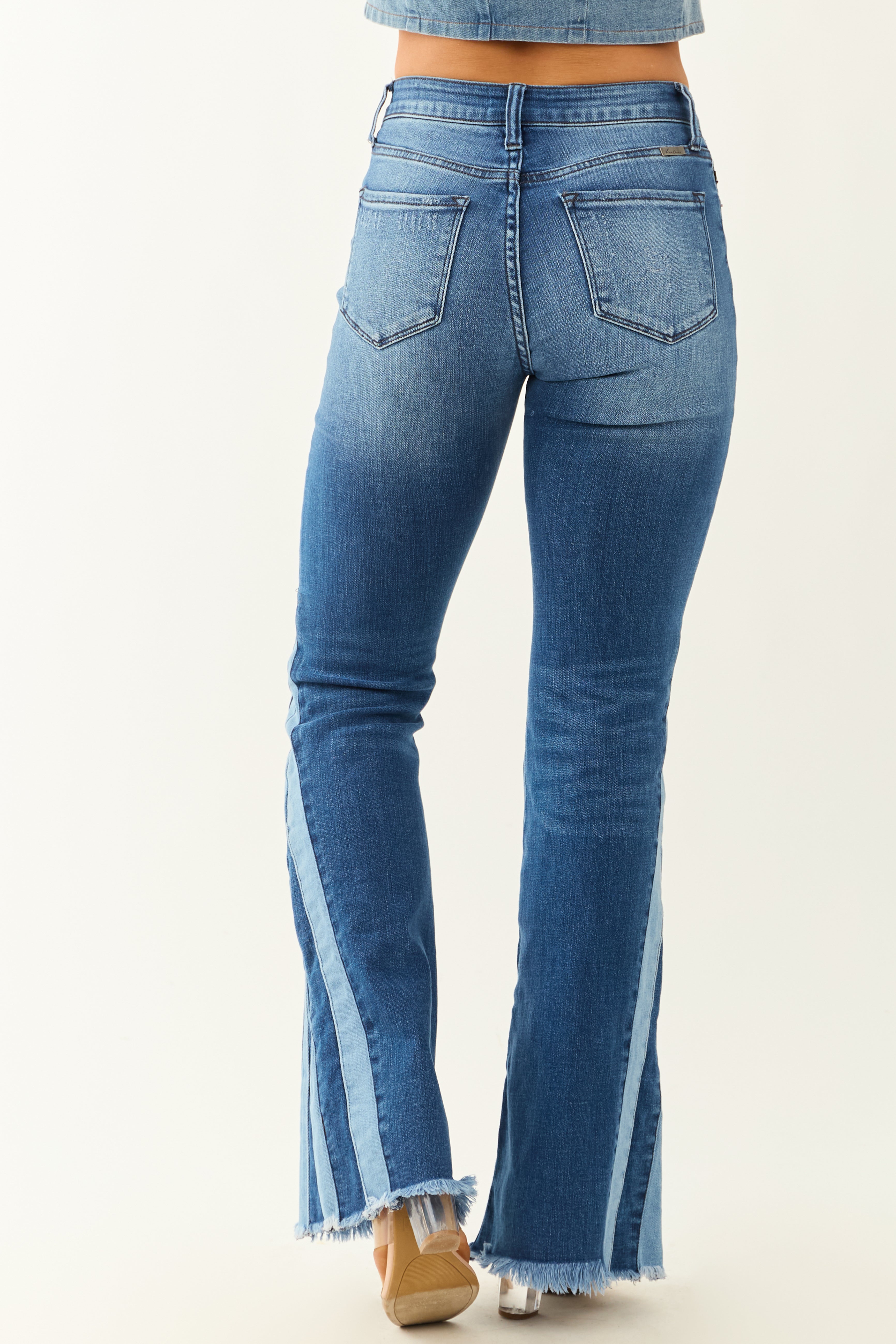 KanCan Stretchy Flare Seam Piecing Detail Jeans
