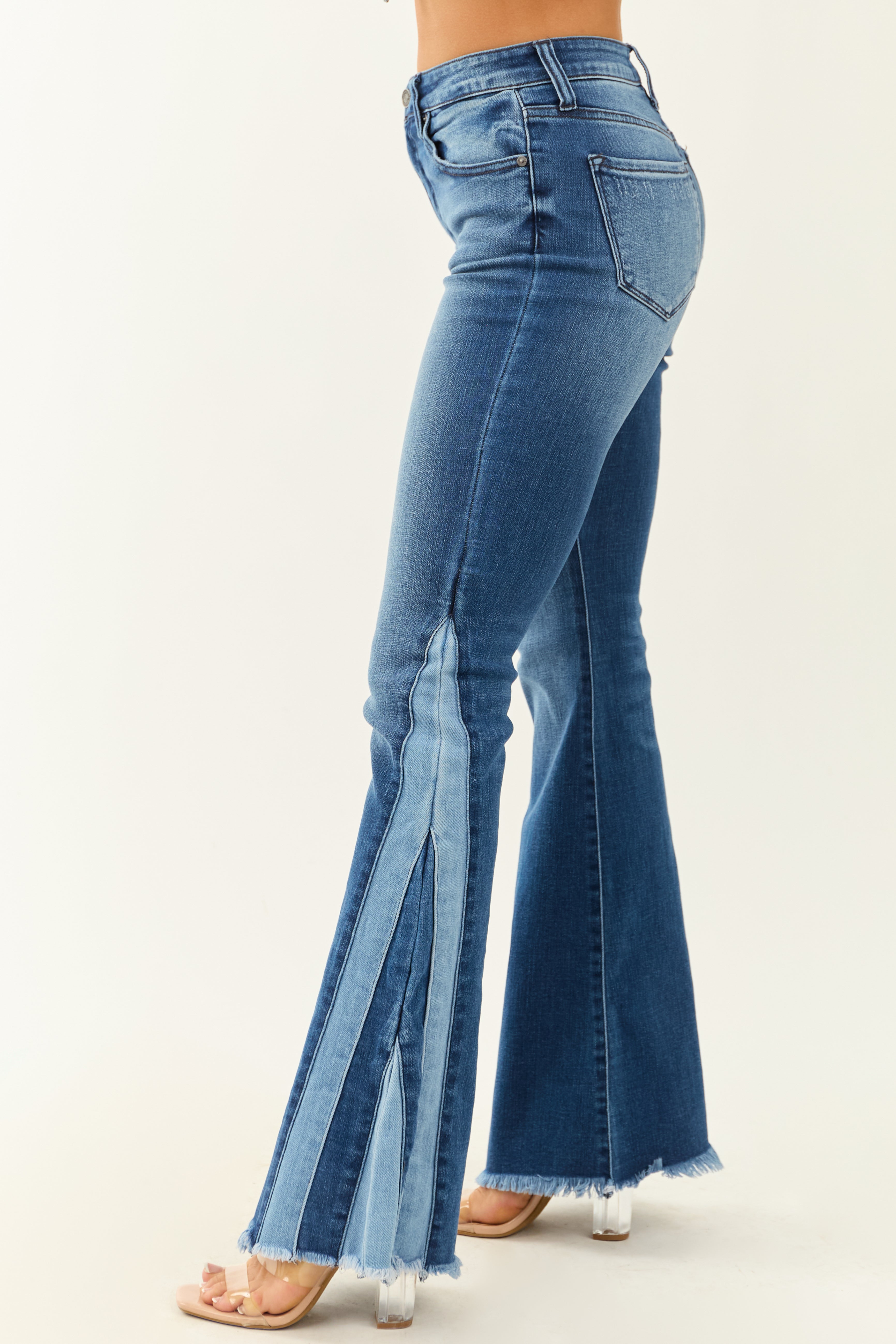 KanCan Stretchy Flare Seam Piecing Detail Jeans