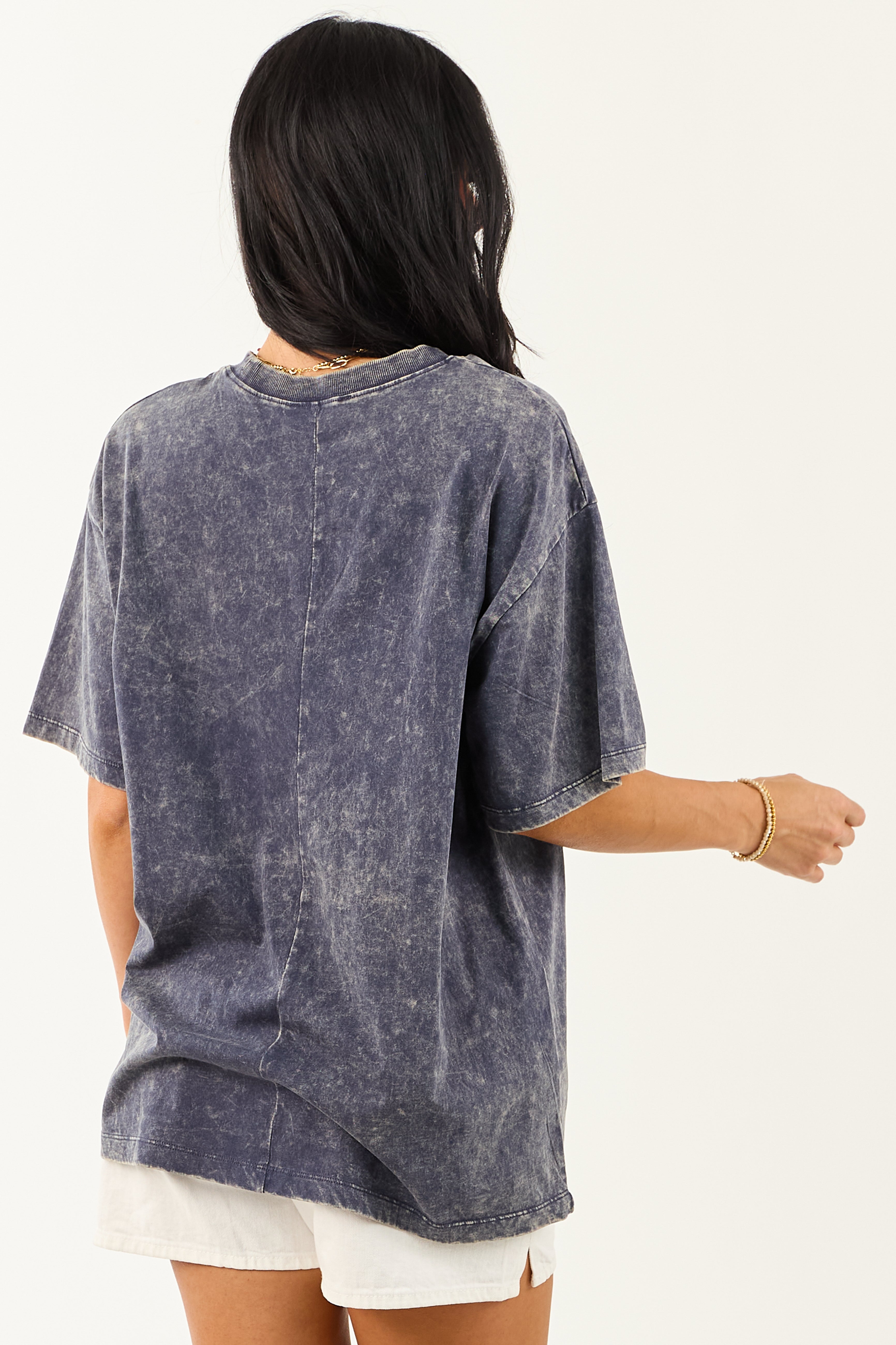 Spruce Acid Wash Relaxed Cotton Short Sleeve Top