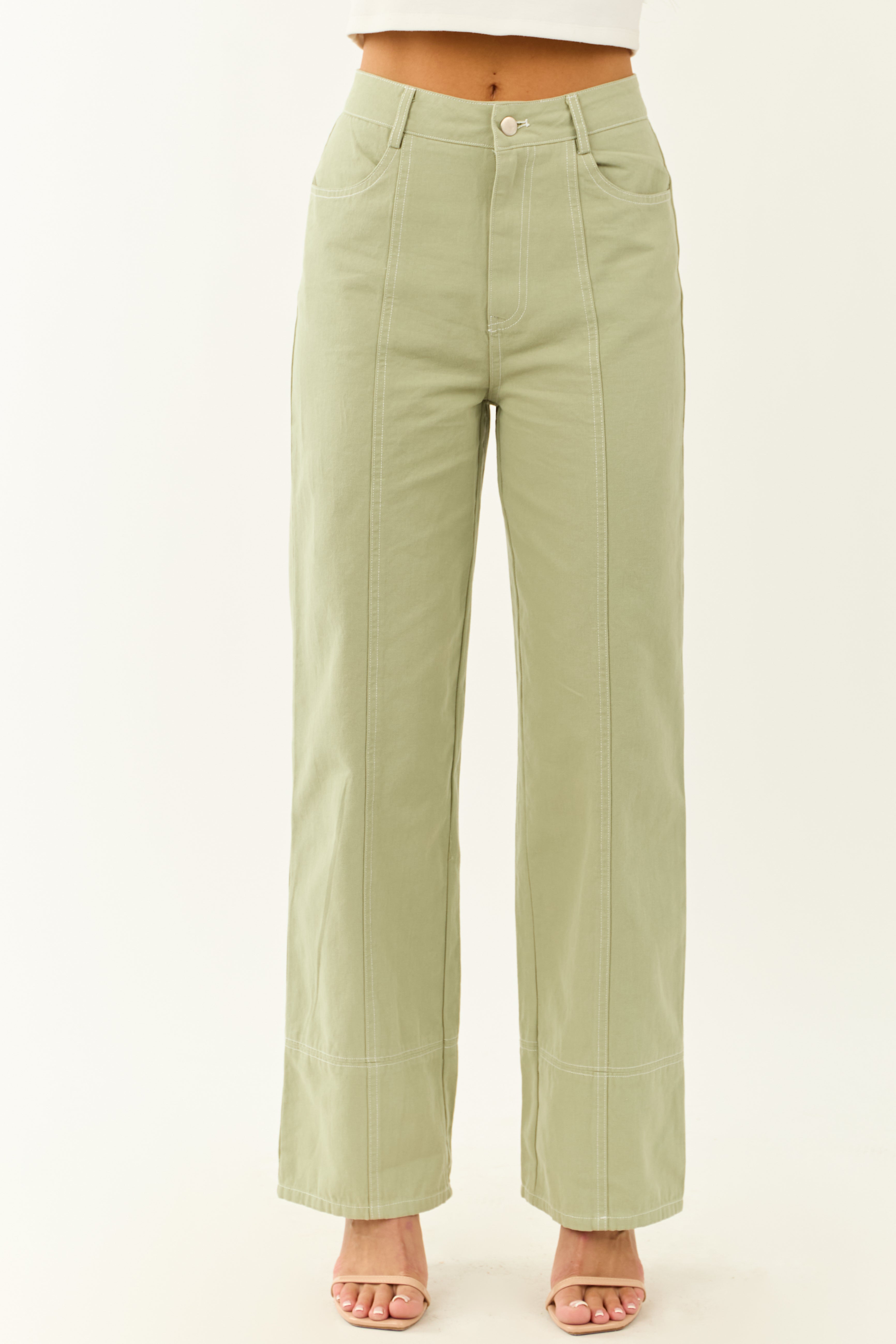 Sage High Waisted Straight Leg Denim Pants