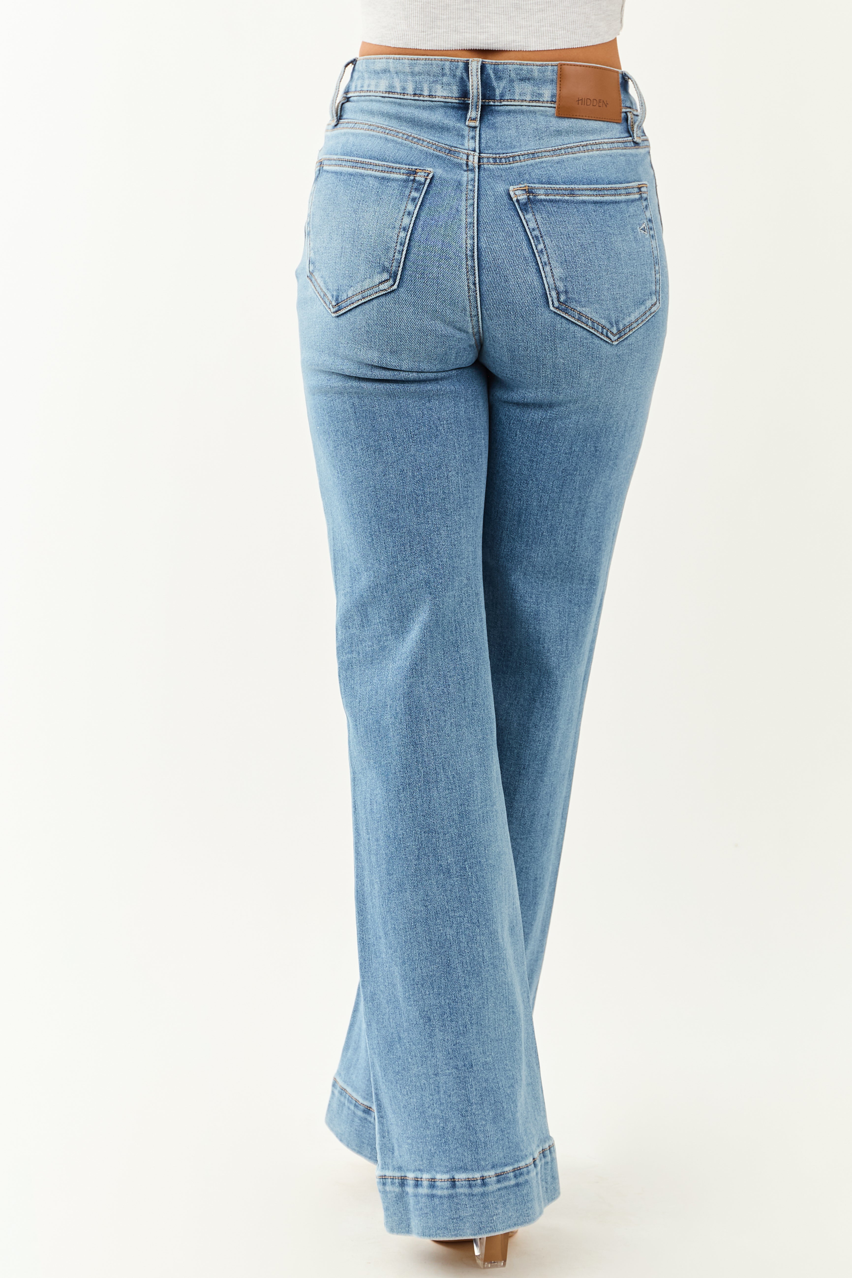 Hidden Medium Wash Bootcut High Rise Stretchy Jeans