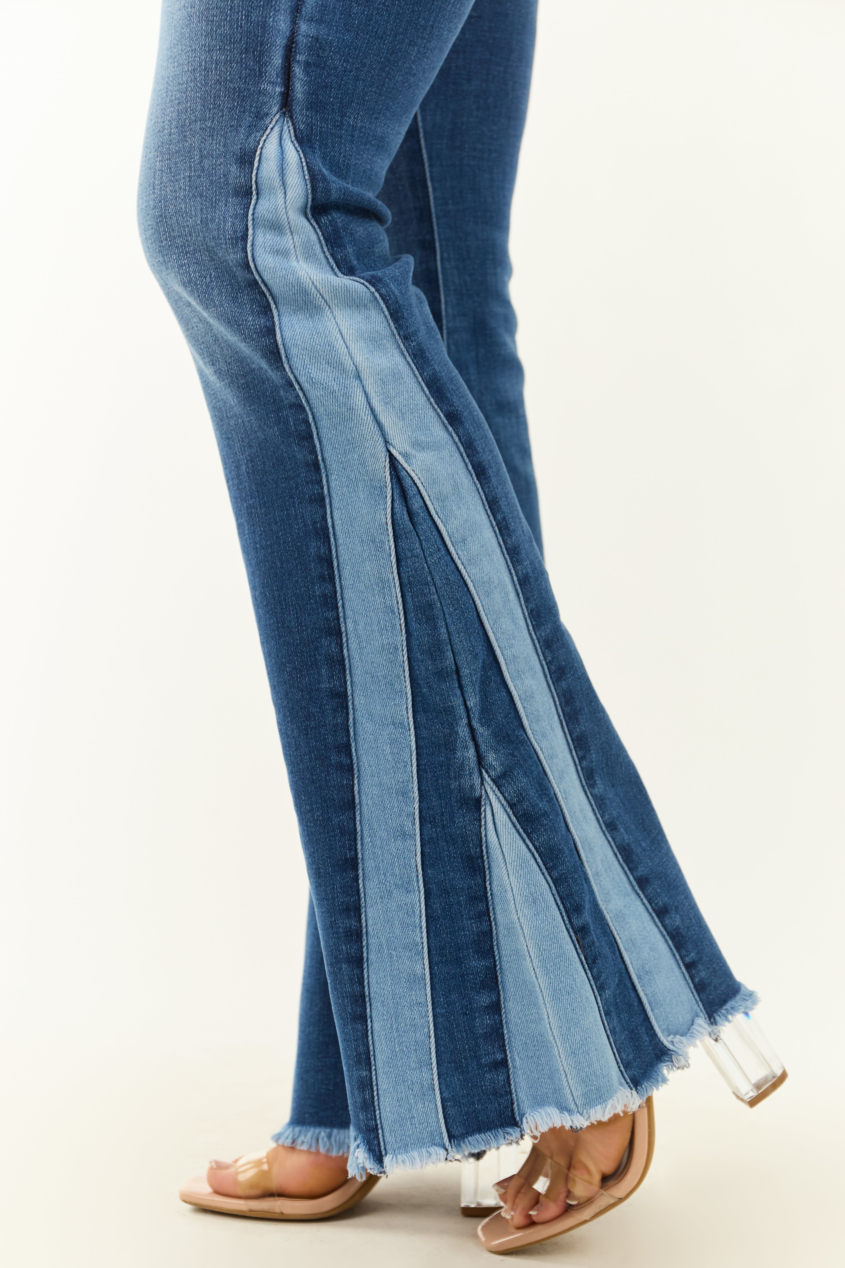 KanCan Stretchy Flare Seam Piecing Detail Jeans